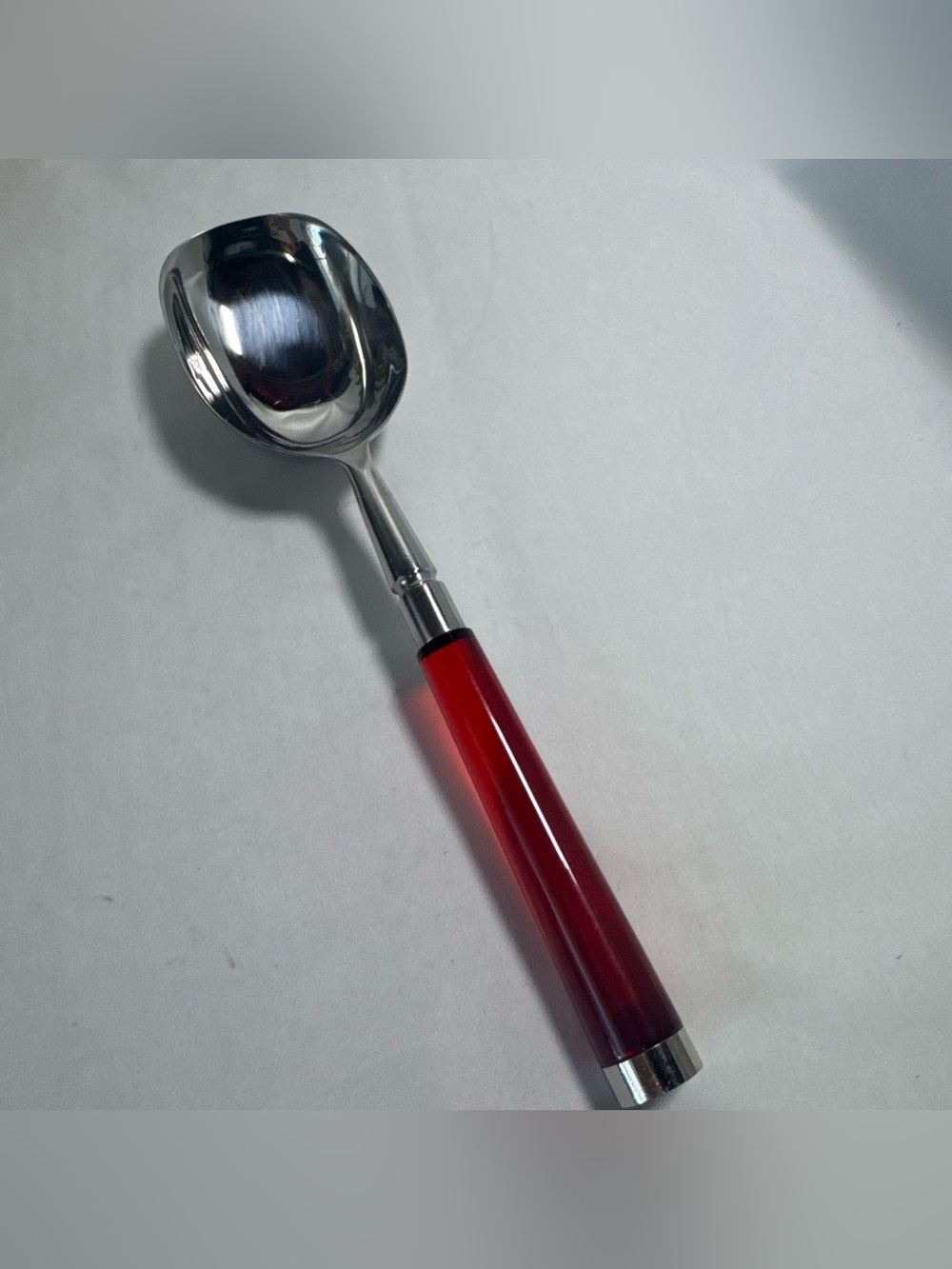 Vintage Red Handled Stainless Ice Cream Scoop/ large Heavy spoon.